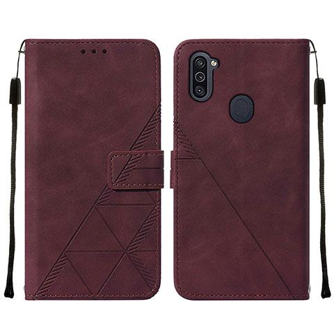 Custodia Portafoglio In Pelle Cover con Supporto Y01B per Samsung Galaxy M11 Rosso Rosa