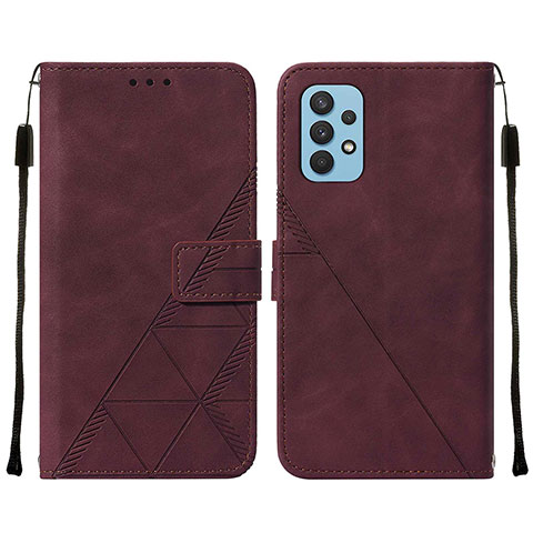 Custodia Portafoglio In Pelle Cover con Supporto Y01B per Samsung Galaxy M32 5G Rosso Rosa