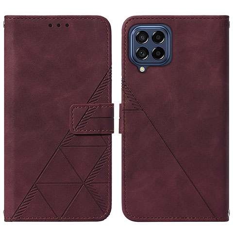 Custodia Portafoglio In Pelle Cover con Supporto Y01B per Samsung Galaxy M33 5G Rosso Rosa