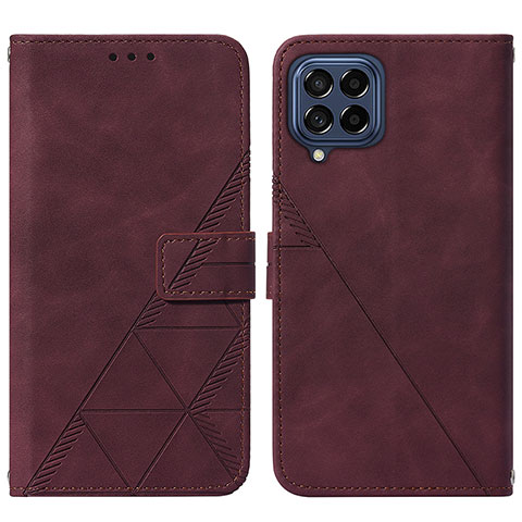 Custodia Portafoglio In Pelle Cover con Supporto Y01B per Samsung Galaxy M53 5G Rosso Rosa