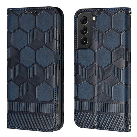 Custodia Portafoglio In Pelle Cover con Supporto Y01B per Samsung Galaxy S21 5G Blu