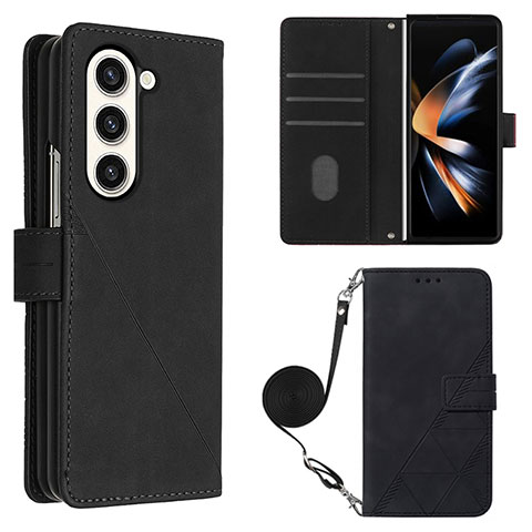 Custodia Portafoglio In Pelle Cover con Supporto Y01B per Samsung Galaxy Z Fold5 5G Nero