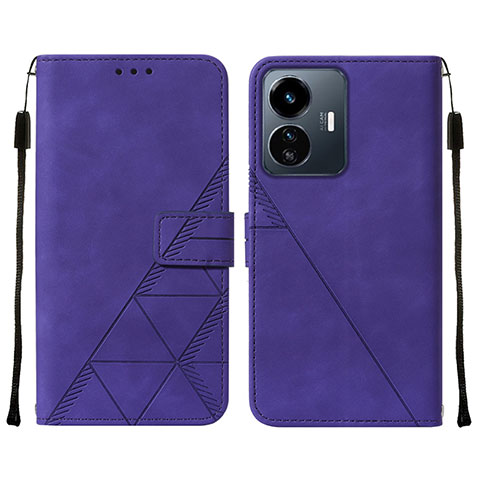 Custodia Portafoglio In Pelle Cover con Supporto Y01B per Vivo iQOO Z6 Lite 5G Viola