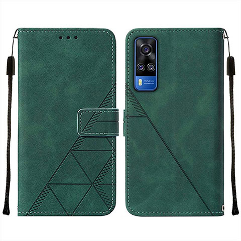 Custodia Portafoglio In Pelle Cover con Supporto Y01B per Vivo Y51A Verde