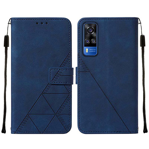 Custodia Portafoglio In Pelle Cover con Supporto Y01B per Vivo Y53s 4G Blu