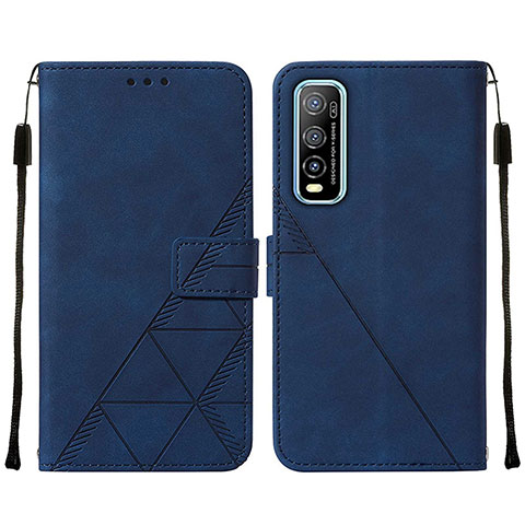 Custodia Portafoglio In Pelle Cover con Supporto Y01B per Vivo Y70S 5G Blu