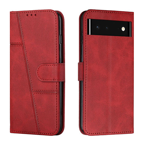 Custodia Portafoglio In Pelle Cover con Supporto Y01X per Google Pixel 6 5G Rosso