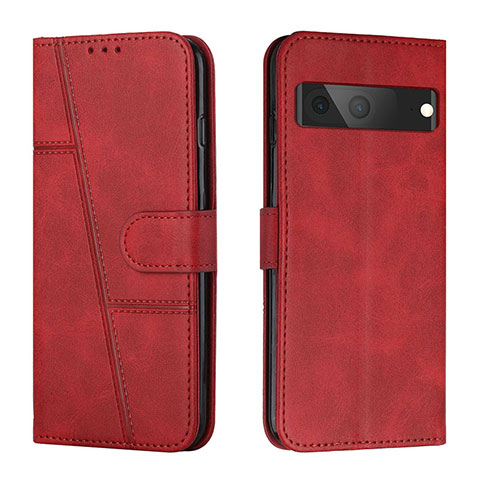 Custodia Portafoglio In Pelle Cover con Supporto Y01X per Google Pixel 7 5G Rosso