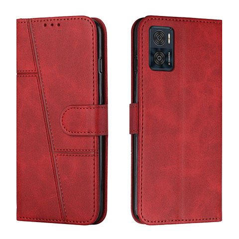 Custodia Portafoglio In Pelle Cover con Supporto Y01X per Motorola Moto E22 Rosso