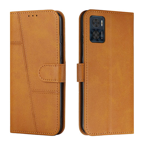 Custodia Portafoglio In Pelle Cover con Supporto Y01X per Motorola Moto E22i Marrone Chiaro