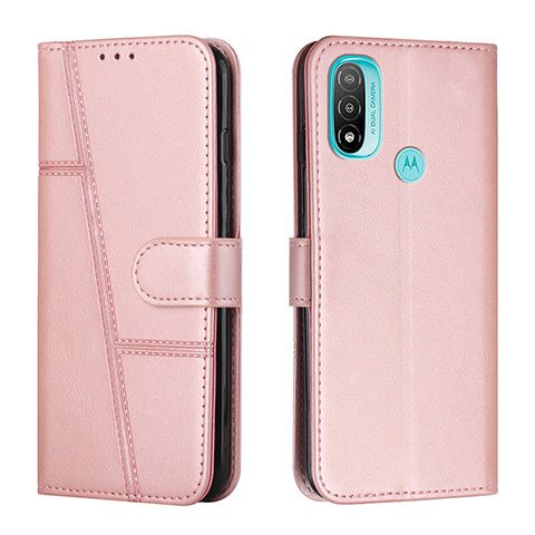 Custodia Portafoglio In Pelle Cover con Supporto Y01X per Motorola Moto E30 Oro Rosa