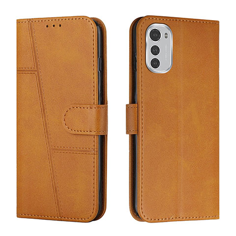 Custodia Portafoglio In Pelle Cover con Supporto Y01X per Motorola Moto E32s Marrone Chiaro