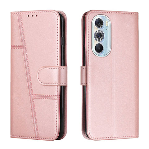 Custodia Portafoglio In Pelle Cover con Supporto Y01X per Motorola Moto Edge 30 Pro 5G Oro Rosa