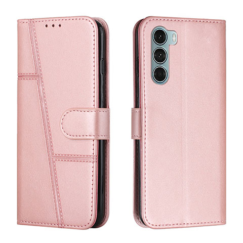 Custodia Portafoglio In Pelle Cover con Supporto Y01X per Motorola Moto Edge S30 5G Oro Rosa