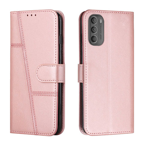 Custodia Portafoglio In Pelle Cover con Supporto Y01X per Motorola Moto G41 Oro Rosa