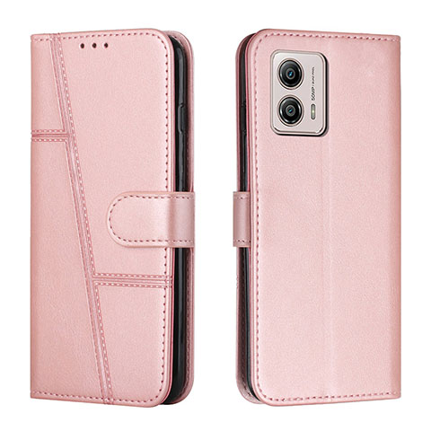 Custodia Portafoglio In Pelle Cover con Supporto Y01X per Motorola Moto G53 5G Oro Rosa