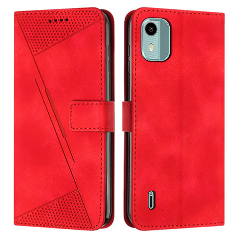 Custodia Portafoglio In Pelle Cover con Supporto Y01X per Nokia C12 Rosso