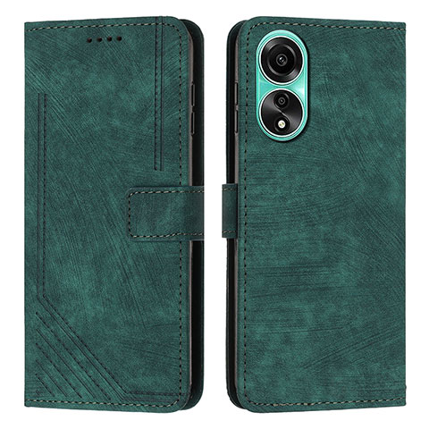 Custodia Portafoglio In Pelle Cover con Supporto Y01X per Oppo A38 Verde