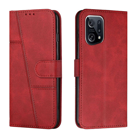 Custodia Portafoglio In Pelle Cover con Supporto Y01X per Oppo Find X5 5G Rosso