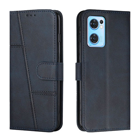 Custodia Portafoglio In Pelle Cover con Supporto Y01X per Oppo Find X5 Lite 5G Blu