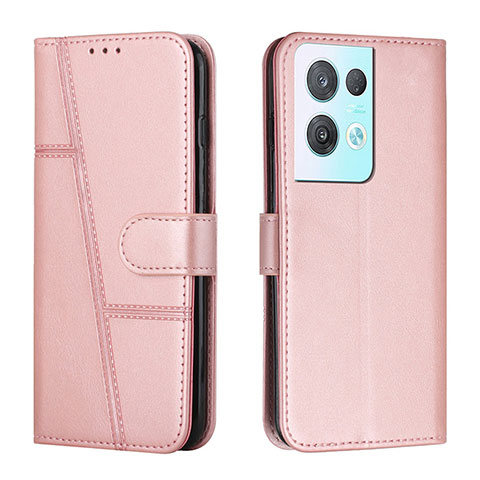 Custodia Portafoglio In Pelle Cover con Supporto Y01X per Oppo Reno8 Pro+ Plus 5G Oro Rosa