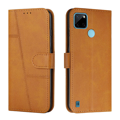 Custodia Portafoglio In Pelle Cover con Supporto Y01X per Realme C25Y India Marrone Chiaro