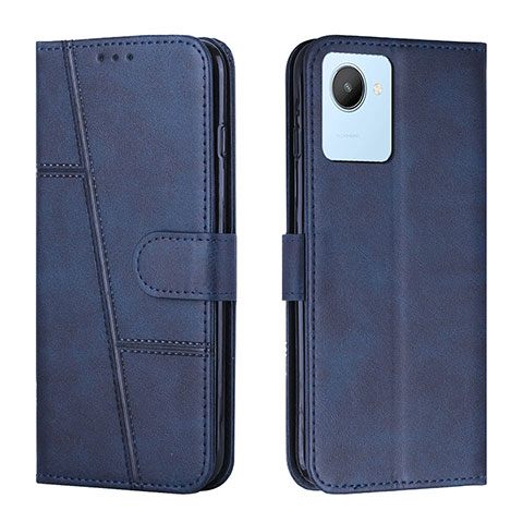 Custodia Portafoglio In Pelle Cover con Supporto Y01X per Realme C30 Blu