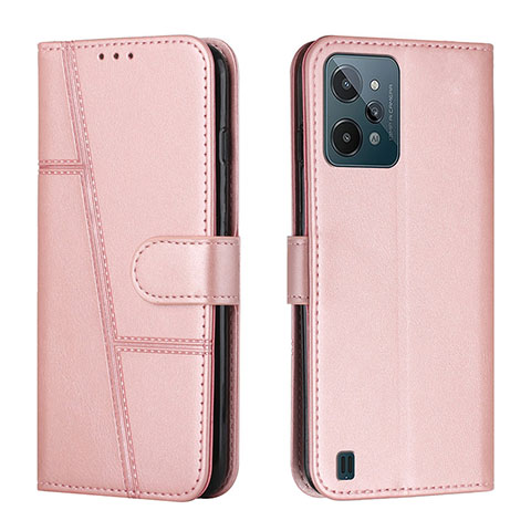 Custodia Portafoglio In Pelle Cover con Supporto Y01X per Realme C31 Oro Rosa