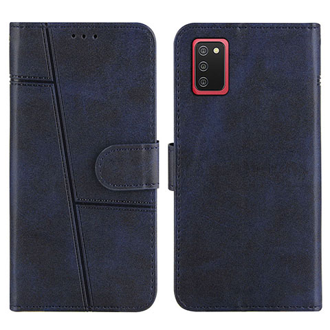 Custodia Portafoglio In Pelle Cover con Supporto Y01X per Samsung Galaxy A02s Blu