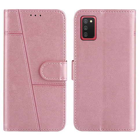 Custodia Portafoglio In Pelle Cover con Supporto Y01X per Samsung Galaxy A03s Oro Rosa