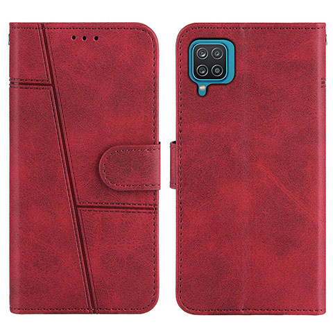 Custodia Portafoglio In Pelle Cover con Supporto Y01X per Samsung Galaxy A12 Rosso