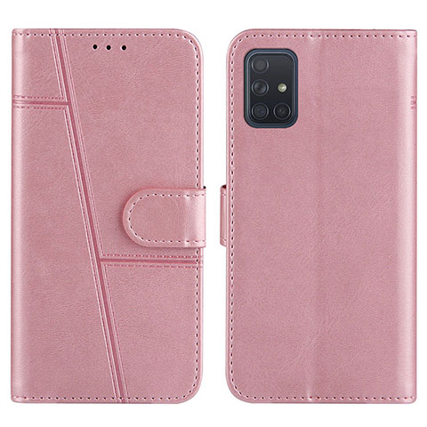 Custodia Portafoglio In Pelle Cover con Supporto Y01X per Samsung Galaxy A71 4G A715 Oro Rosa