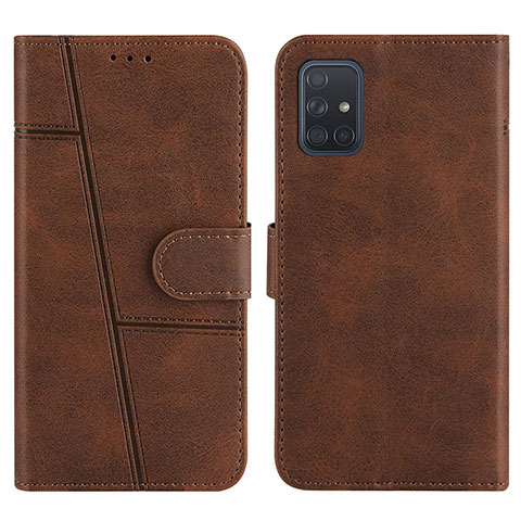 Custodia Portafoglio In Pelle Cover con Supporto Y01X per Samsung Galaxy A71 5G Marrone