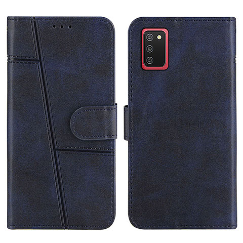 Custodia Portafoglio In Pelle Cover con Supporto Y01X per Samsung Galaxy F02S SM-E025F Blu