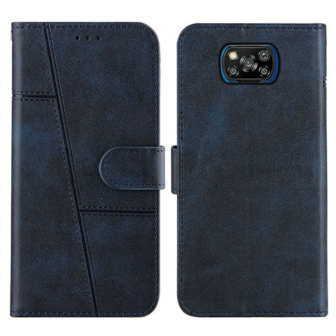 Custodia Portafoglio In Pelle Cover con Supporto Y01X per Xiaomi Poco X3 NFC Blu