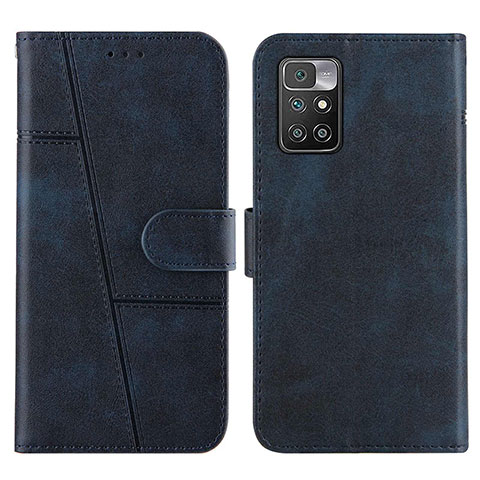 Custodia Portafoglio In Pelle Cover con Supporto Y01X per Xiaomi Redmi 10 (2022) Blu