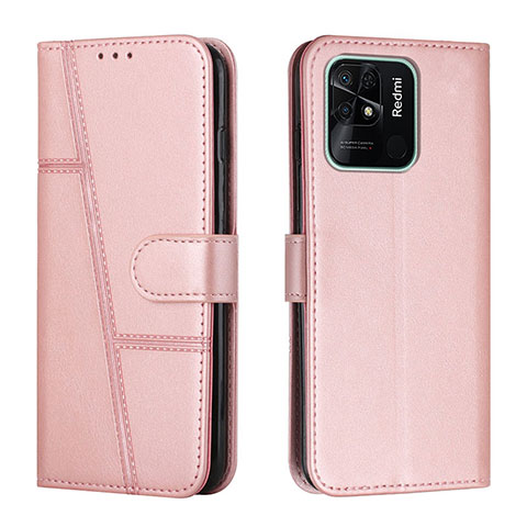 Custodia Portafoglio In Pelle Cover con Supporto Y01X per Xiaomi Redmi 10 India Oro Rosa