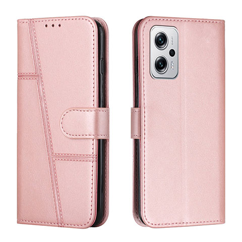 Custodia Portafoglio In Pelle Cover con Supporto Y01X per Xiaomi Redmi K50i 5G Oro Rosa