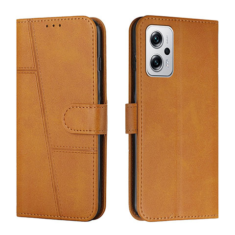 Custodia Portafoglio In Pelle Cover con Supporto Y01X per Xiaomi Redmi Note 11T Pro+ Plus 5G Marrone Chiaro