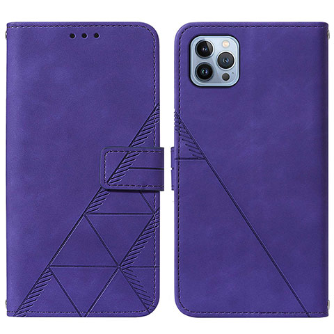 Custodia Portafoglio In Pelle Cover con Supporto Y02B per Apple iPhone 15 Pro Max Viola