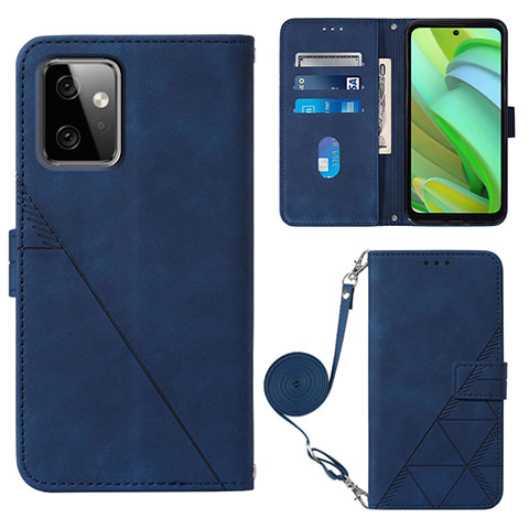 Custodia Portafoglio In Pelle Cover con Supporto Y02B per Motorola Moto G Power 5G (2023) Blu