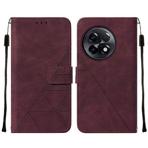 Custodia Portafoglio In Pelle Cover con Supporto Y02B per OnePlus 11R 5G Rosso