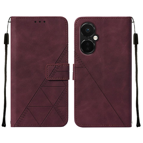 Custodia Portafoglio In Pelle Cover con Supporto Y02B per OnePlus Nord CE 3 5G Rosso