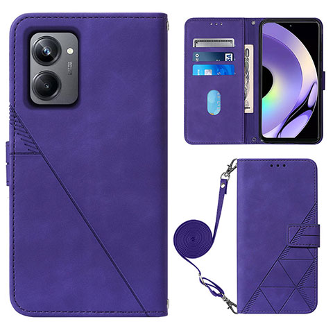 Custodia Portafoglio In Pelle Cover con Supporto Y02B per Realme 10 Pro 5G Viola