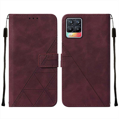 Custodia Portafoglio In Pelle Cover con Supporto Y02B per Realme 8 Pro Rosso