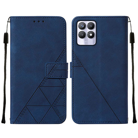 Custodia Portafoglio In Pelle Cover con Supporto Y02B per Realme 8i Blu