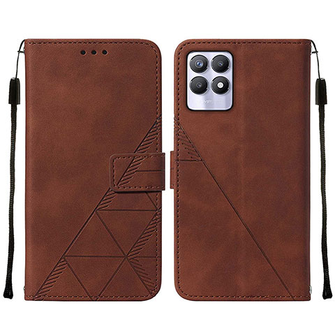 Custodia Portafoglio In Pelle Cover con Supporto Y02B per Realme 8i Marrone