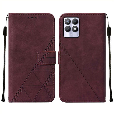 Custodia Portafoglio In Pelle Cover con Supporto Y02B per Realme 8i Rosso