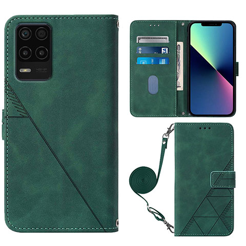 Custodia Portafoglio In Pelle Cover con Supporto Y02B per Realme 8s 5G Verde