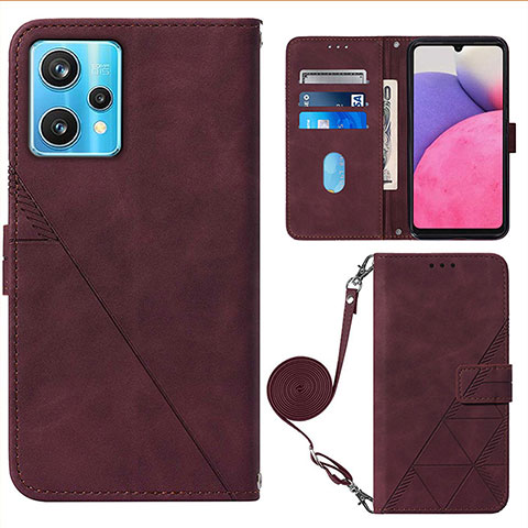 Custodia Portafoglio In Pelle Cover con Supporto Y02B per Realme 9 Pro+ Plus 5G Rosso